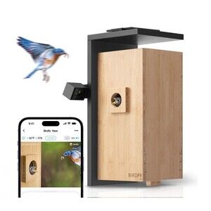 Birdfy Smart Bamboo Birdhouse with Dual Cameras Wild Bird Nesting & Hatching